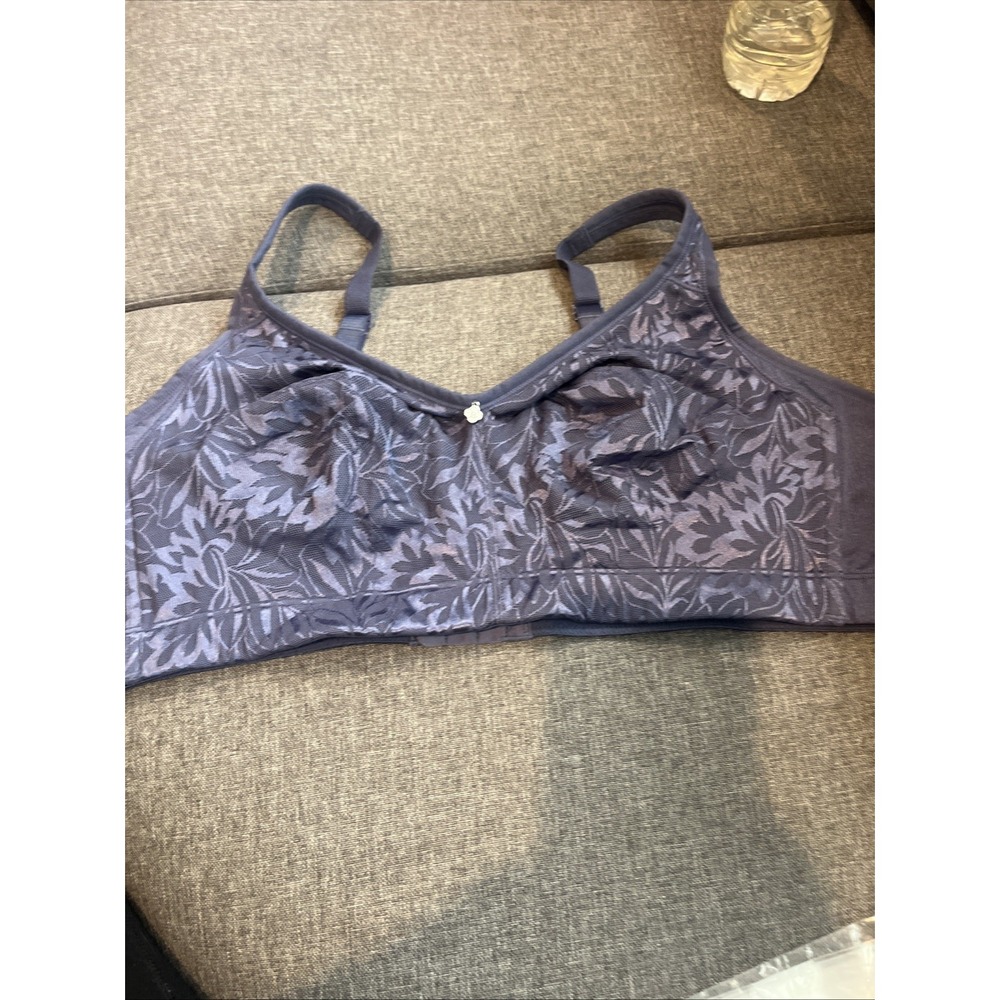Breezies Jacquard Unlined Wirefree Support Bra 44 B Wine Purple Color A371344